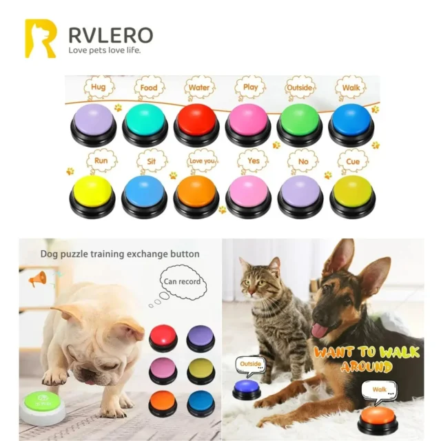 Botones de comunicación para perros, botón de grabación de voz para entrenamiento de mascotas, zumbador, reproducción de registros de 30 segundos, regalo divertido para mascotas parlantes
