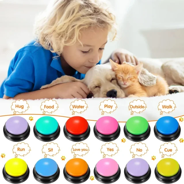 Botones de comunicación para perros, botón de grabación de voz para entrenamiento de mascotas, zumbador, reproducción de registros de 30 segundos, regalo divertido para mascotas parlantes - Image 5