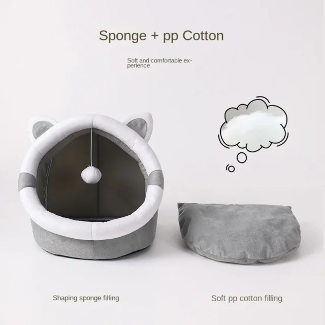 Cama para gatos, cesta para mascotas, cama para gatos, cojín acogedor para gatitos, tienda para casa para gatos, estera suave y cálida para perros pequeños, bolsa, camas y muebles lavables - Image 2