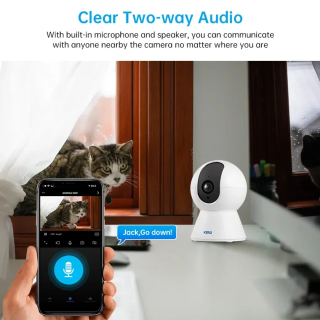 KERUI-cámara IP WiFi para mascotas, cámara de seguridad para el hogar para perros y gatos, Tuya Smart 4K, 8MP, vídeo HD, visión nocturna, vigilancia, alertas AI, Mini cámara - Image 4