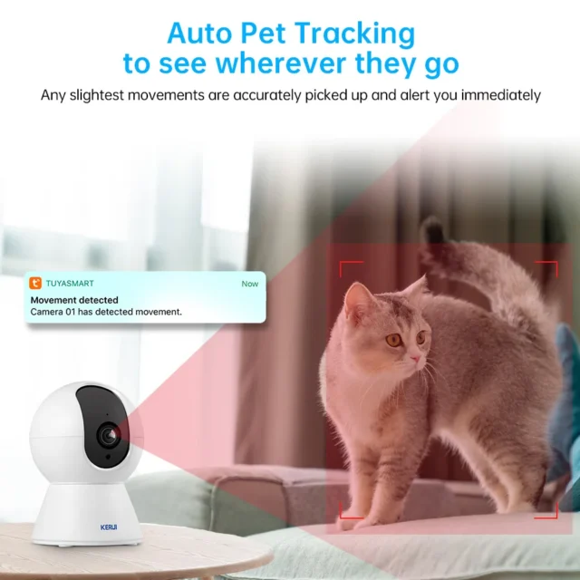 KERUI-cámara IP WiFi para mascotas, cámara de seguridad para el hogar para perros y gatos, Tuya Smart 4K, 8MP, vídeo HD, visión nocturna, vigilancia, alertas AI, Mini cámara - Image 2