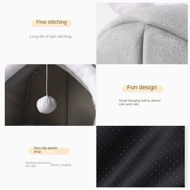 Cama para gatos, cesta para mascotas, cama para gatos, cojín acogedor para gatitos, tienda para casa para gatos, estera suave y cálida para perros pequeños, bolsa, camas y muebles lavables - Image 3