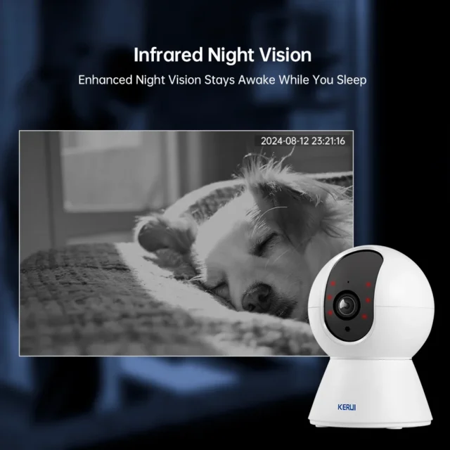 KERUI-cámara IP WiFi para mascotas, cámara de seguridad para el hogar para perros y gatos, Tuya Smart 4K, 8MP, vídeo HD, visión nocturna, vigilancia, alertas AI, Mini cámara - Image 3